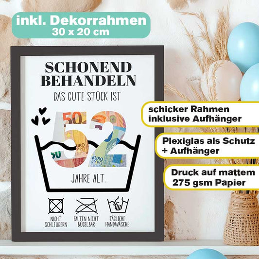 Geldgeschenk 52. Geburtstag im Rahmen merchOne