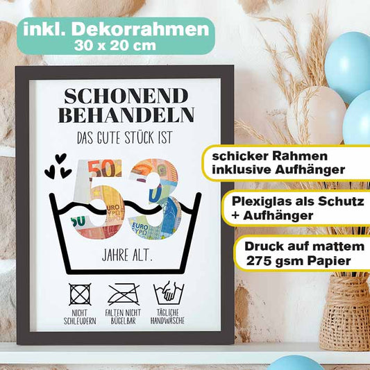 Geldgeschenk 53. Geburtstag im Rahmen merchOne