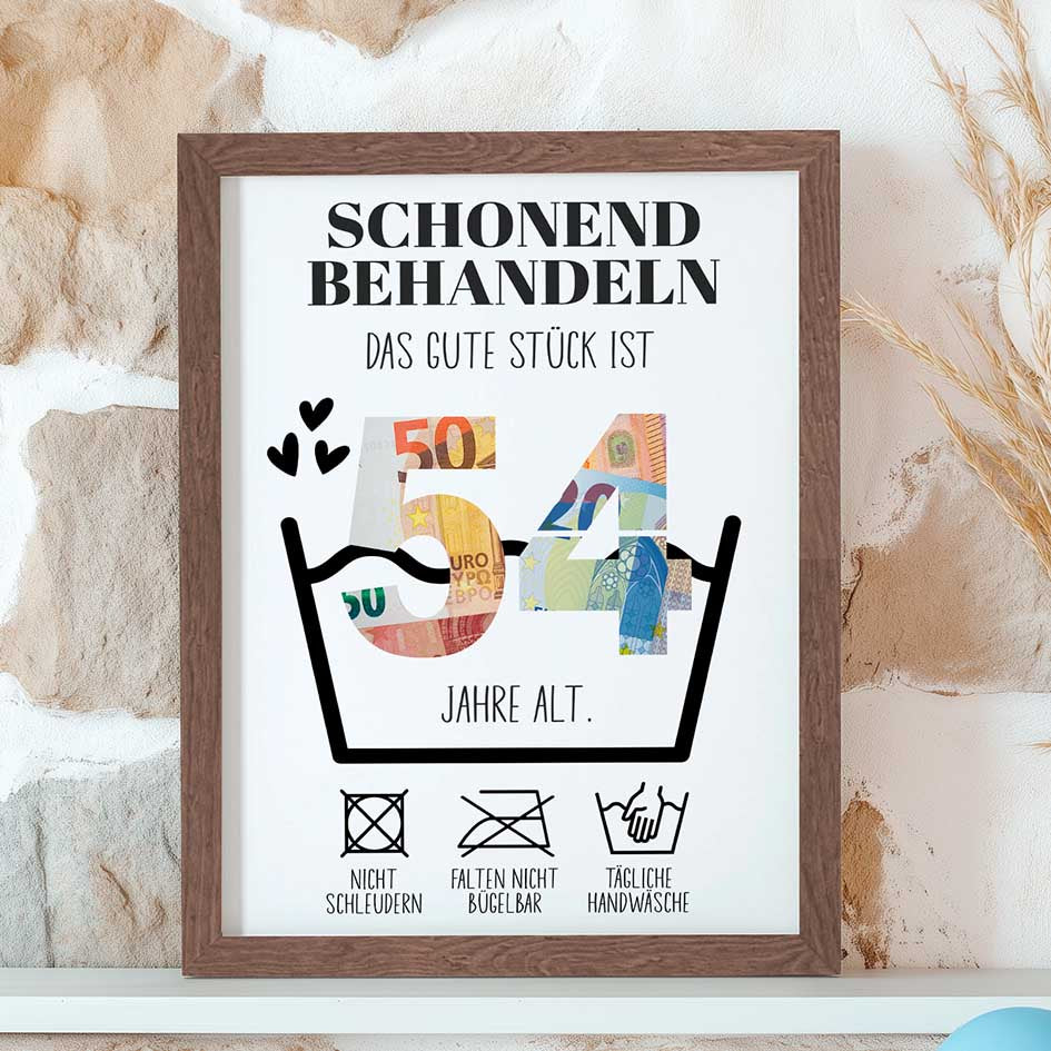 Geldgeschenk 54. Geburtstag im Rahmen merchOne