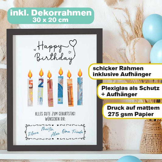 Geldgeschenk zum Geburtstag im Rahmen merchOne