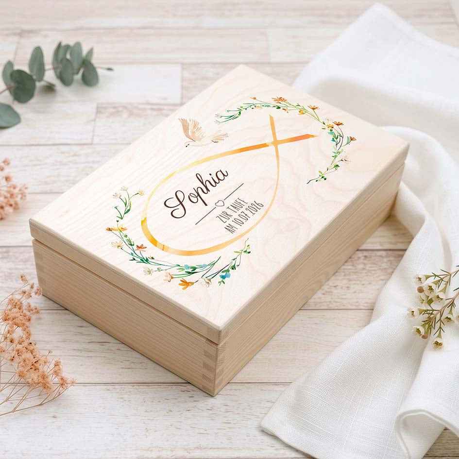 Erinnerungsbox Taufe Regenbogen