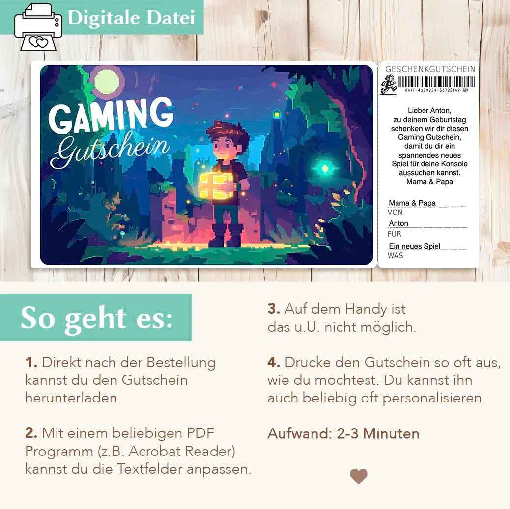 Gaming Gutschein Vorlage
