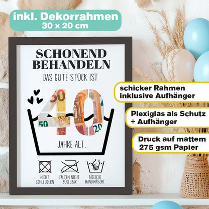 Geldgeschenk 40. Geburtstag im Rahmen merchOne