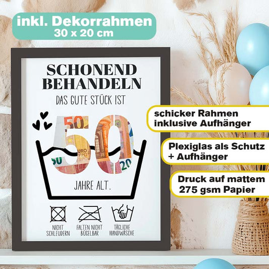 Geldgeschenk 50. Geburtstag im Rahmen merchOne